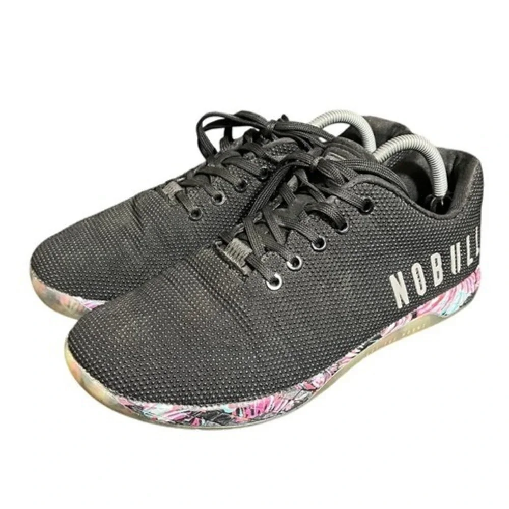 NOBULL Trainer Men 9.5 Black Tropical Floral SuperFabric Cross Training Shoes